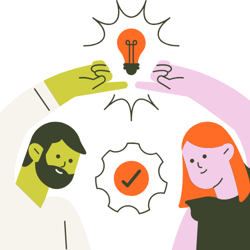 man and woman with lightbulb